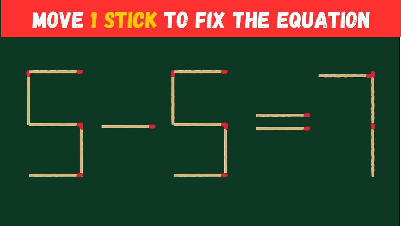 Move 1 Stick To Make Equation Correct- Matchstick Puzzle-4K - YouTube