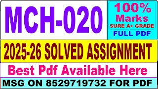 MCH 020 solved assignment 2025-26 || mch 020 solved assignment 2026 in English || ignou mch20