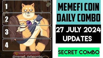 Memefi Coin Daily Combo Unlock | 27 July secret code unlock