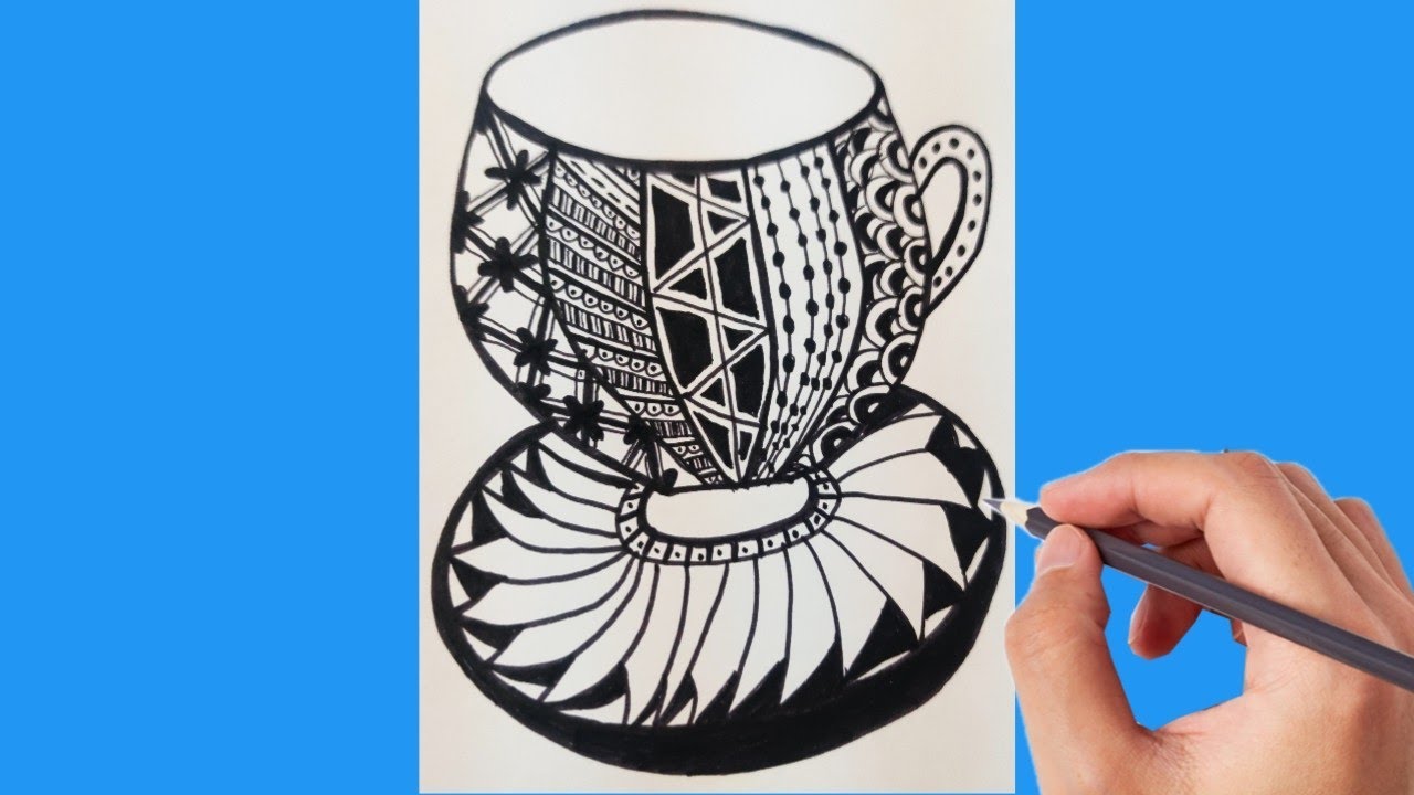 Zentangle Tea Cup Mandala Art, Doodle Art YouTube