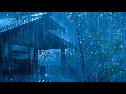 Fall Asleep Fast 🌧️ Night Rainstorm Ambience, Pouring Rain on Tin Roof & Thunder Sounds on Tin Roof