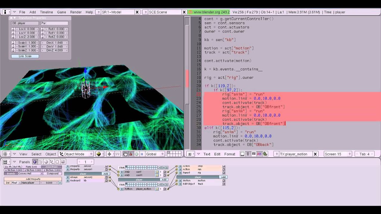 como fazer um jogo 3d usando blender 2.49b - 3/4: Programando - YouTube