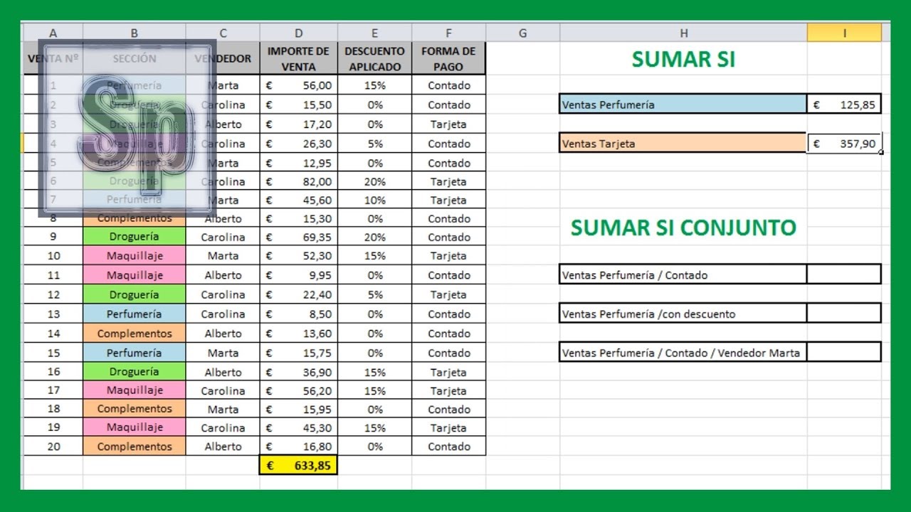 Excel - Sumar si, sumar si conjunto. Sumar utilizando uno o varios criterios