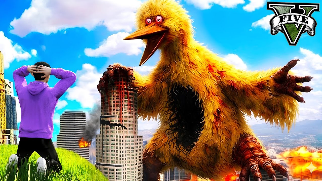 ဧရာမ ငှက်မကောင်းဆိုးဝါး Big Bird ကြီး မြို့ထဲဝင်လာပြီ | I found BIG BIRD MONSTER in GTA V