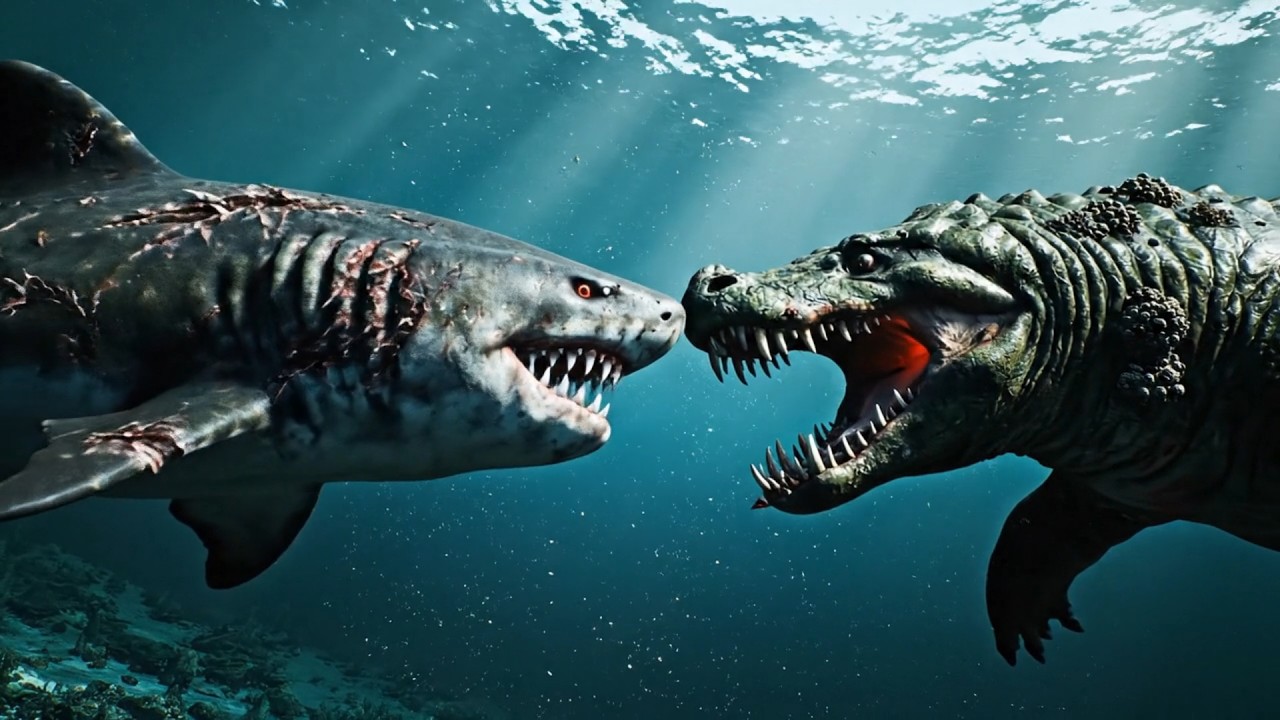 太古のサメ vs モササウルス：海の覇権をかけた戦い