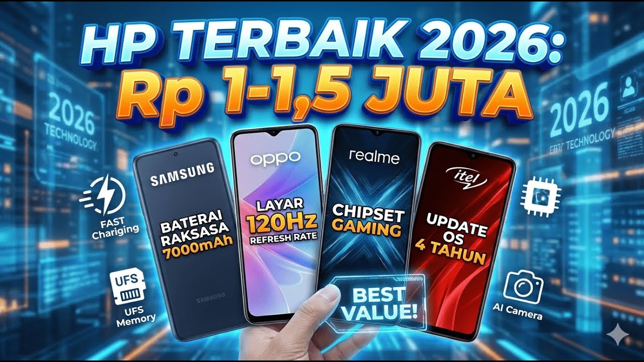 5 HP Terbaik 1 Jutaan Awal 2026: Layar 120Hz & Chipset Gaming Gila!