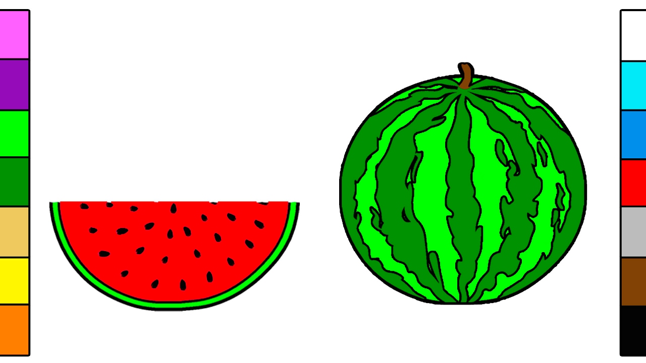 Colorful Watermelon Coloring Pages for Toddlers