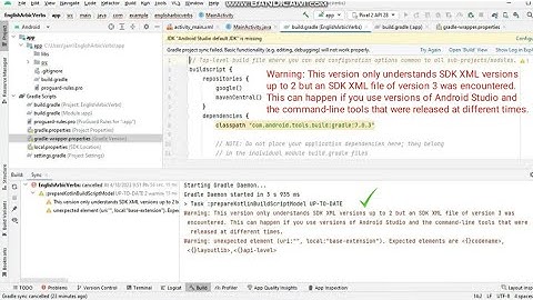 This version only understand SDK XML versions up to 2 but an SDK XML file of version 3 was encounter