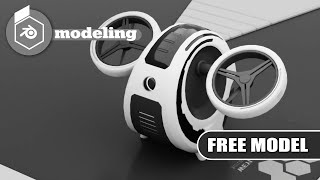 Blender  futuristic drone vehicle  modeling tutorial free download