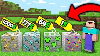 WHICH ORE WITH ITEMS TO BUY FOR $1 VS $10 VS $100 VS $1000 IN MINECRAFT ? 100% TROLLING TRAP !