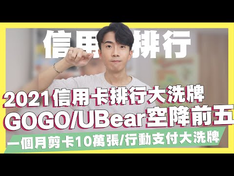 2021信用卡排行！GOGO卡空降前三名！UBear竟然也榜上有名！行動支付排名大洗牌！一個月被剪卡10萬張的銀行！｜SHIN LI 李勛