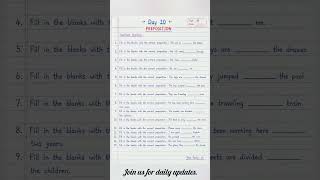 Day -10 Practise Sheet : Preposition #englishgrammar