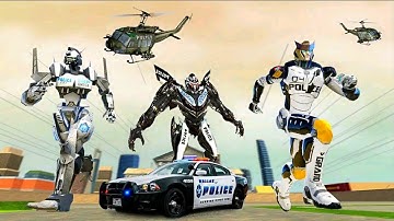 Grand Police Car Robot Helicopter Transform Game 2021: Robot City Battle - Android Gameplay