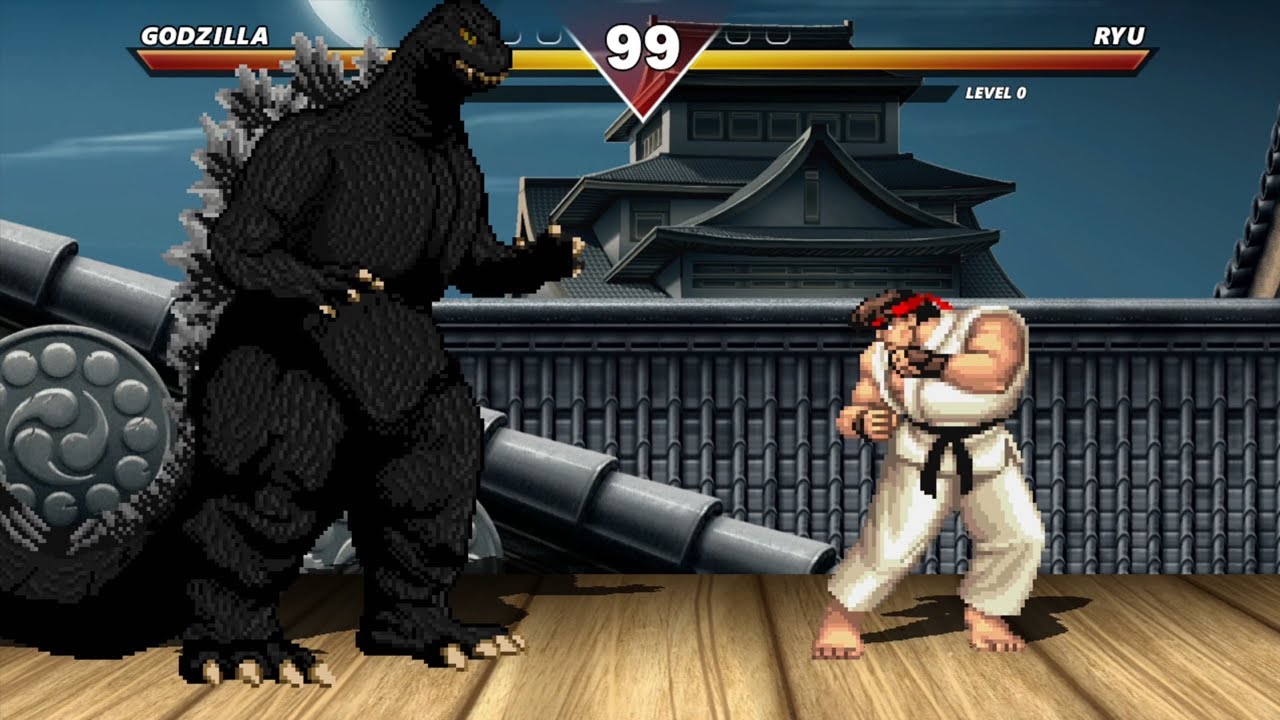 GODZILLA Vs RYU & KEN & BLANKA - HIGH LEVEL INSANE FIGHT! - YouTube