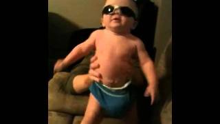 LMFAO fist pumping baby...he works out