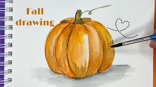Watercolor Pumpkin Painting Tutorial 🎃🍂 #easy #painting #art #tutorial #halloween
