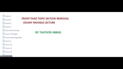 Moodle EDUMY FRONT PAGE TOPIC SECTION REMOVAL