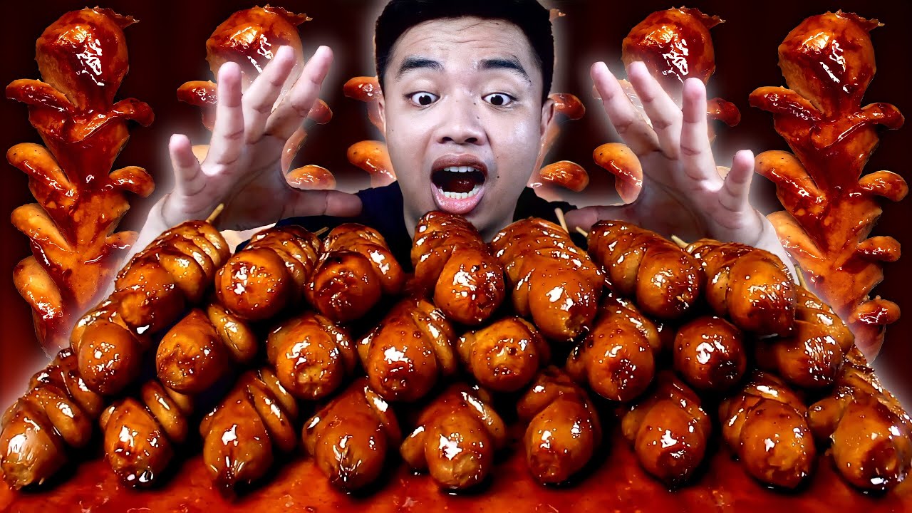 MUKBANG 2 KG SOSIS BAKAR JUMBO SIRAM SAOS SAMYANG NUCLEAR | ASMR SOSIS BAKAR