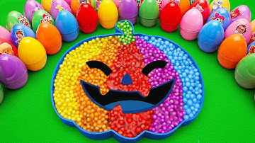 Finding Numberblocks, Alphablocks, Cocomelon Rainbow Egg SLIME with Halloween Pumpkin Coloring! ASMR
