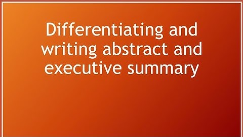 Abstract and Executive Summary: What