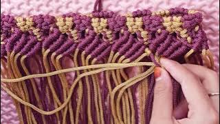 Cara Membuat Tas Tali kur Kombinasi warna mudah untuk pemula // DIY Macrame bag simple for beginner