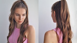 HALF UP PONYTAIL TUTORIAL. LONG HAIR