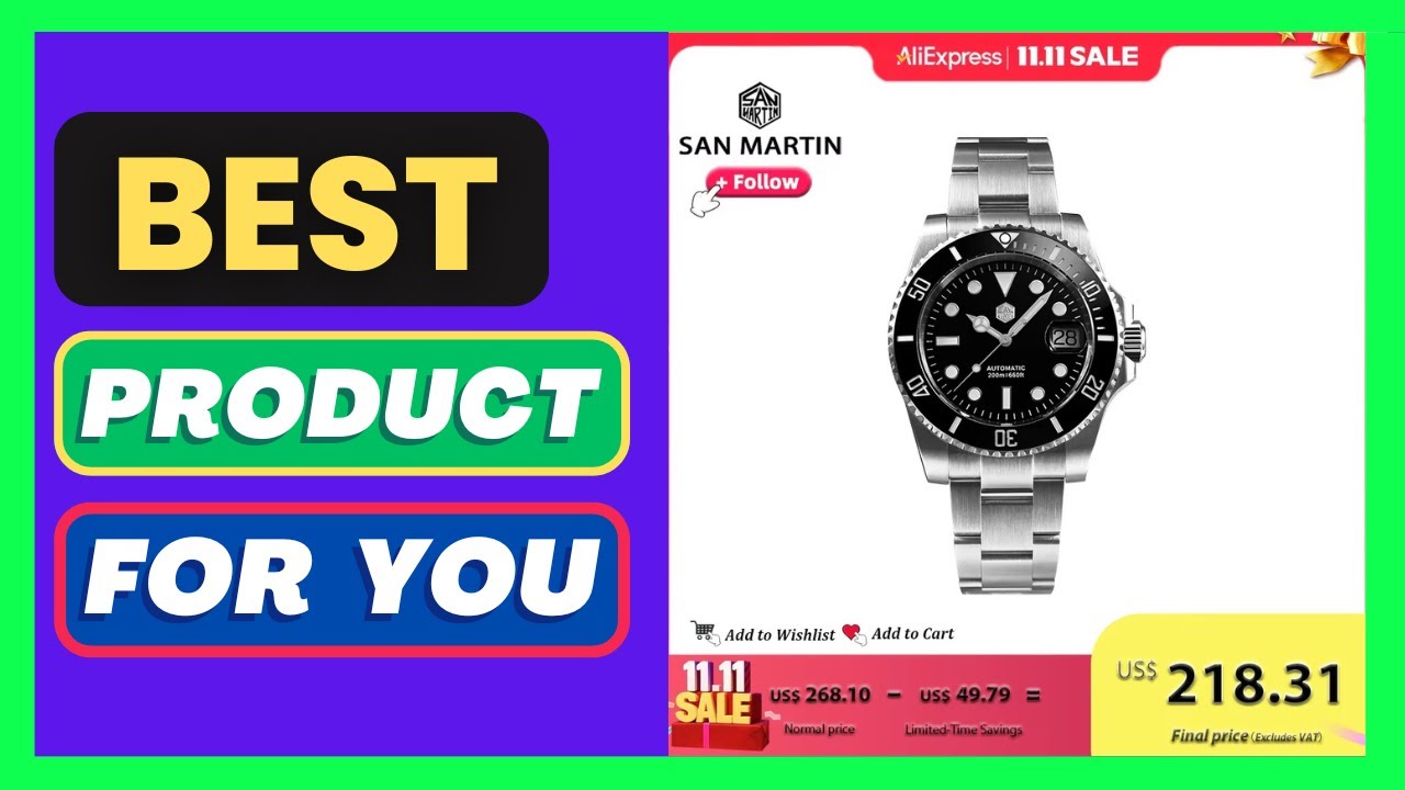 San Martin Watch New Upgraded Sub Men PT5000 Automatic Diving