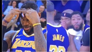 Lebron James Hair Falls Out During Laker Game Anthony Davis Lets Him Know