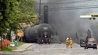 Train with crude oil derails In Quebec, Canada caused huge fire many dead and missing 6 July 2013