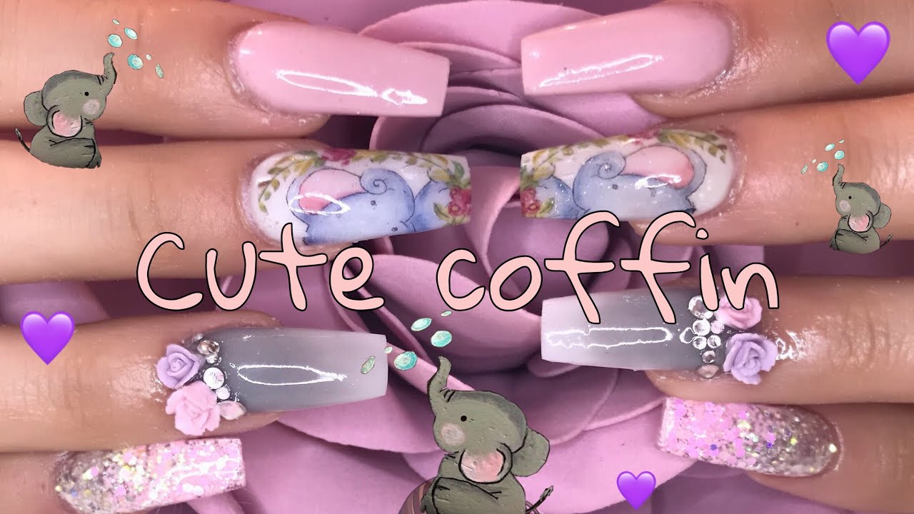 Pretty pink and grey | Full acrylic nail tutorial | Watch me work