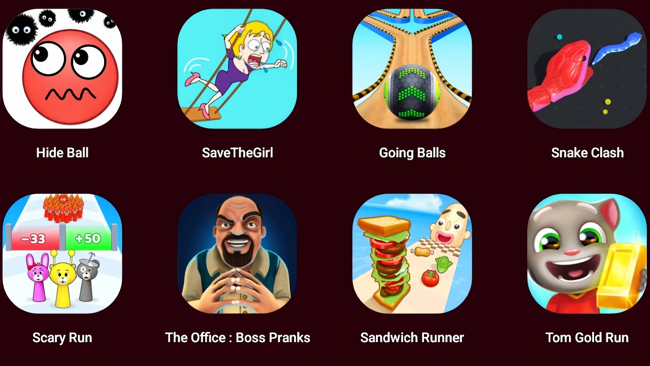 Hide Ball, Going Balls, Tom Gold Run, Snake Clash, Boss Pranks, Sandwich Runner, Scary Run, Save