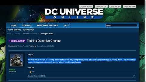 DCUO Training Dummies Changes! (Test Server)