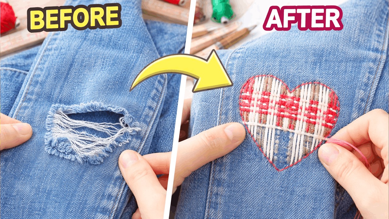 Just Look What You Can Do With Torn Jeans! Fast & Easy Heart Patch – Anyone Can Make It!
