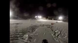 snowboarding: Grinding the flat rail: gopro