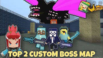Top 2 Custom Boss Map | Mini World Block Art | Wither Boss,Hacker,Pro,Noob | Map Review & Gameplay