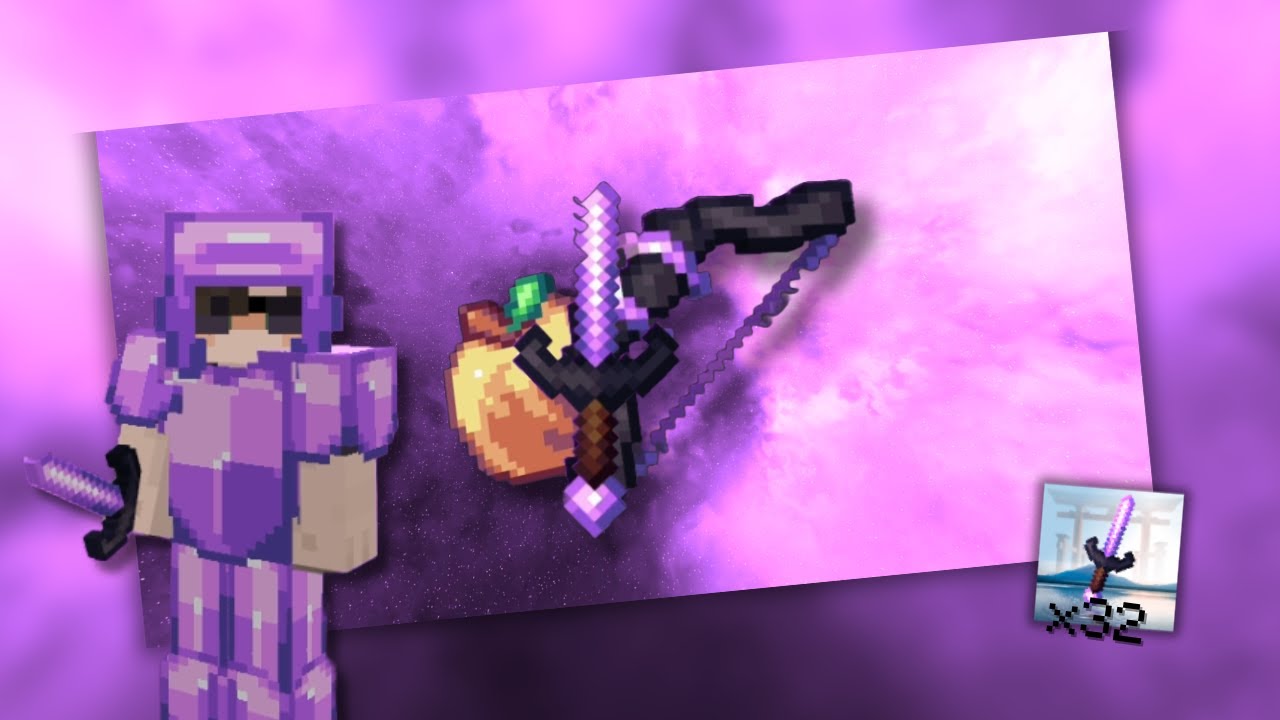 EL MEJOR TEXTURE PACK PVP COLOR VIOLETA-MORADO ( 32X ) PARA MINECRAFT PE 1.20-1.19 (Link Directo :D)