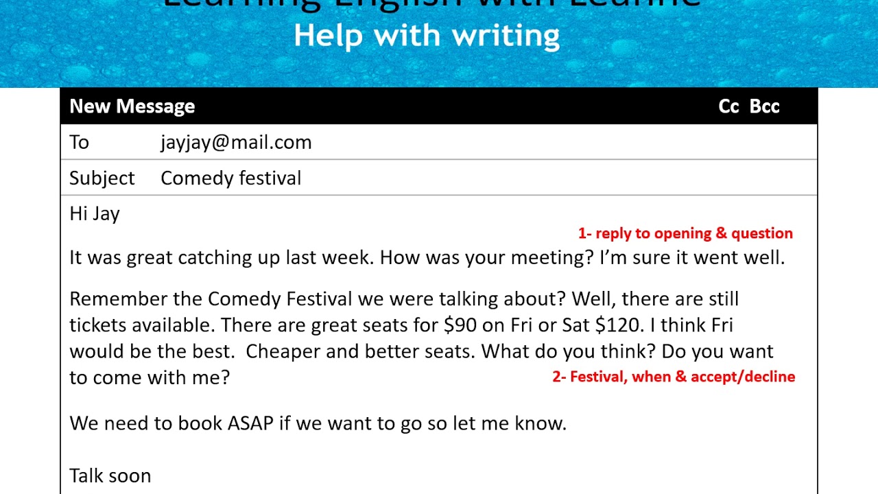 Write Informal Emails in English- Invitation & Reply 9.9- A Festival