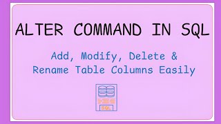 Modify the Table Structure using DDL commands
