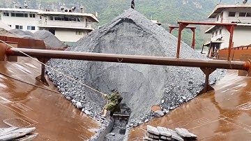 Ship Unloading Soil - A Mountain Is Collapsing #satisfying #sand