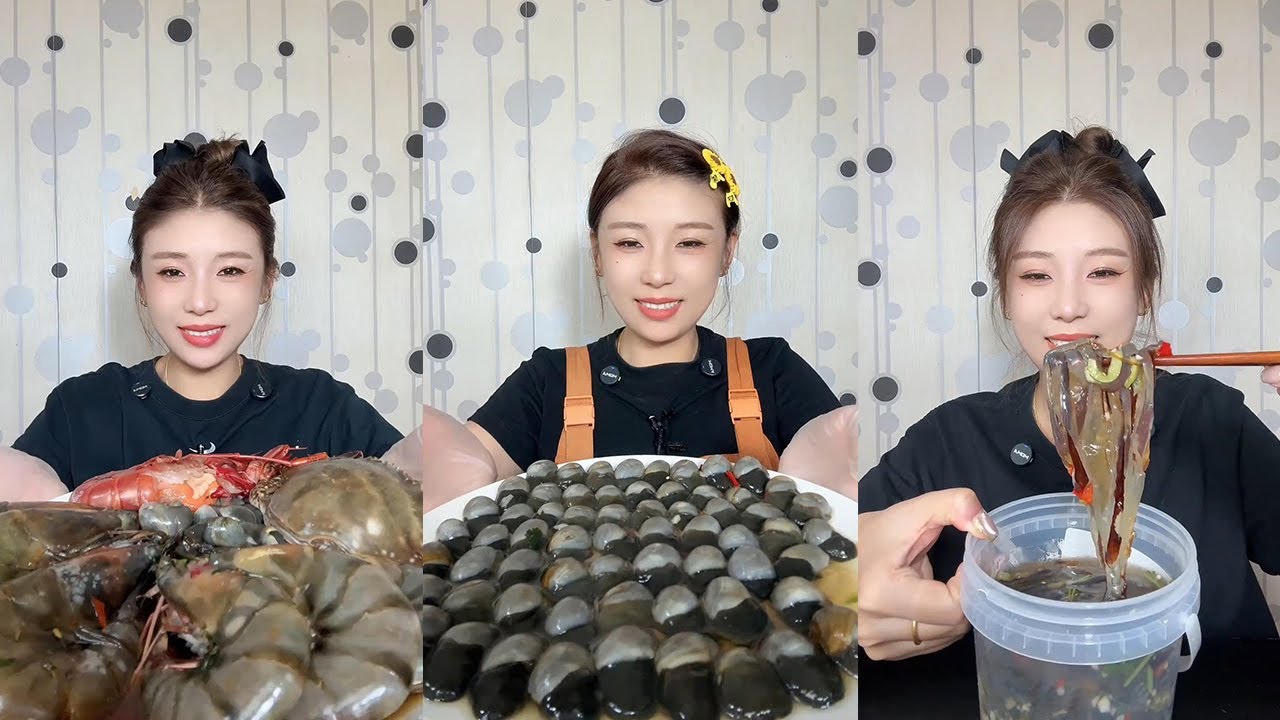 【XueYan Mukbang】Seafood sashimi platter+mud snails+sour and spicy jellyfish strips🦀🦐🦪🐚🧄#Seafood#asmr