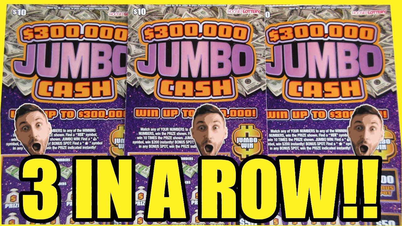 WIN ALERT THREE IN A ROW 300 000 JUMBO CASH LOTTERY TICKET SCRATCH 