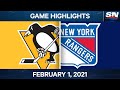 NHL Game Highlights | Penguins vs. Rangers - Feb. 01, 2021