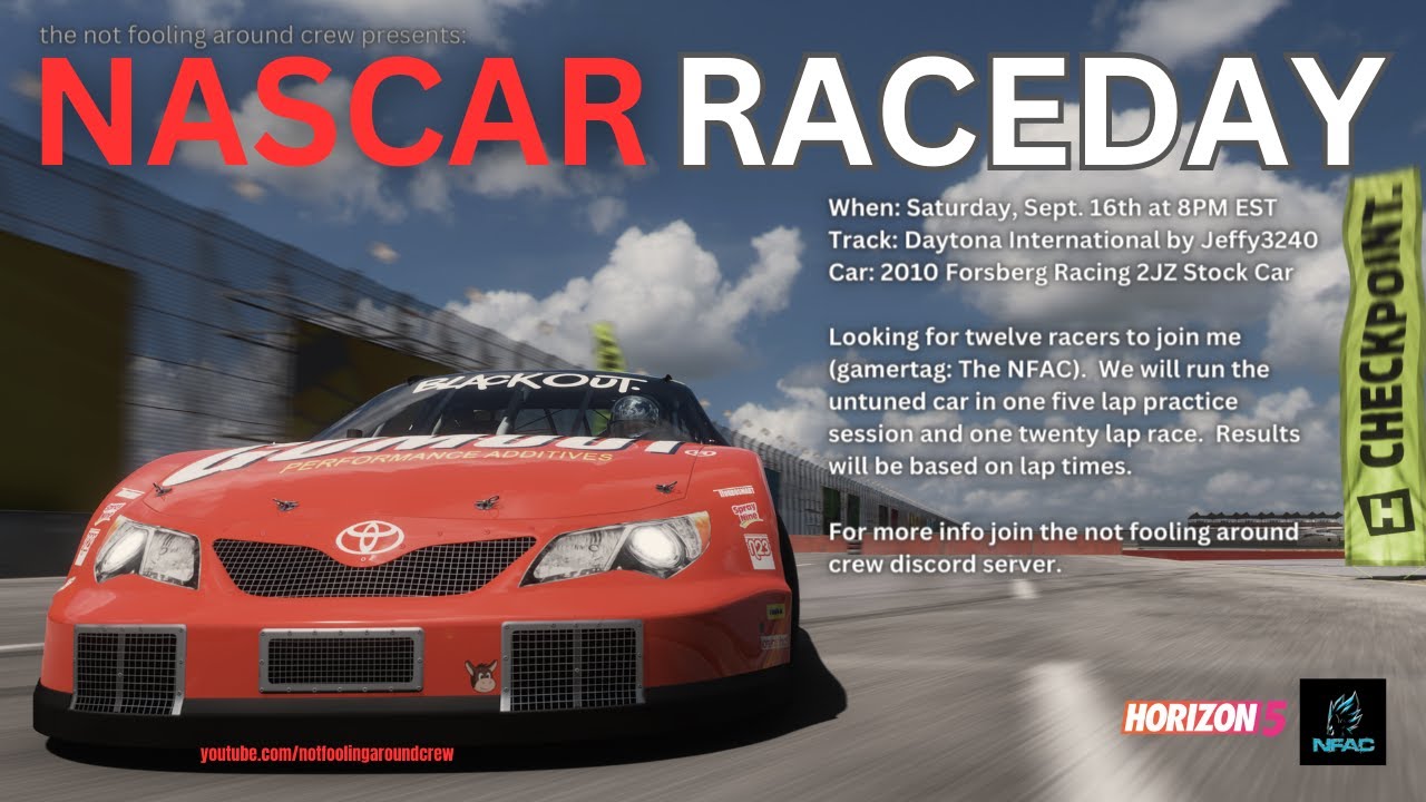 NASCAR RACEDAY Forza Horizon 5 Practice and Race at 8pm