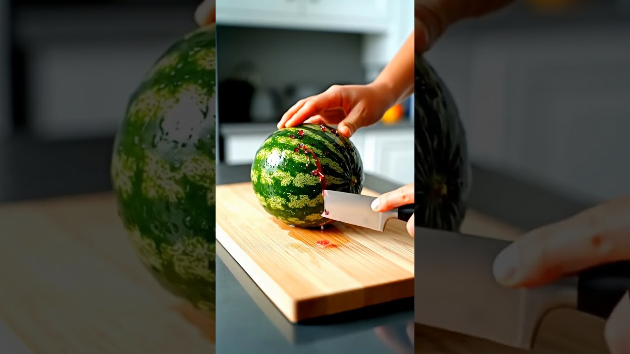 Slicing a Surreal Glass Watermelon ASMR | Hypnotic Macro Fruit Cut 