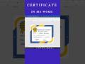 How to make Certificate in MS Word #shorts
