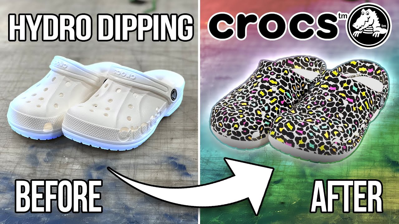 HYDRO DIPPING CROCS IN RAINBOW LEOPARD PATTERN Liquid Concepts