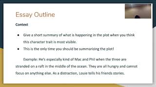 Drafting Your Characterization Essay