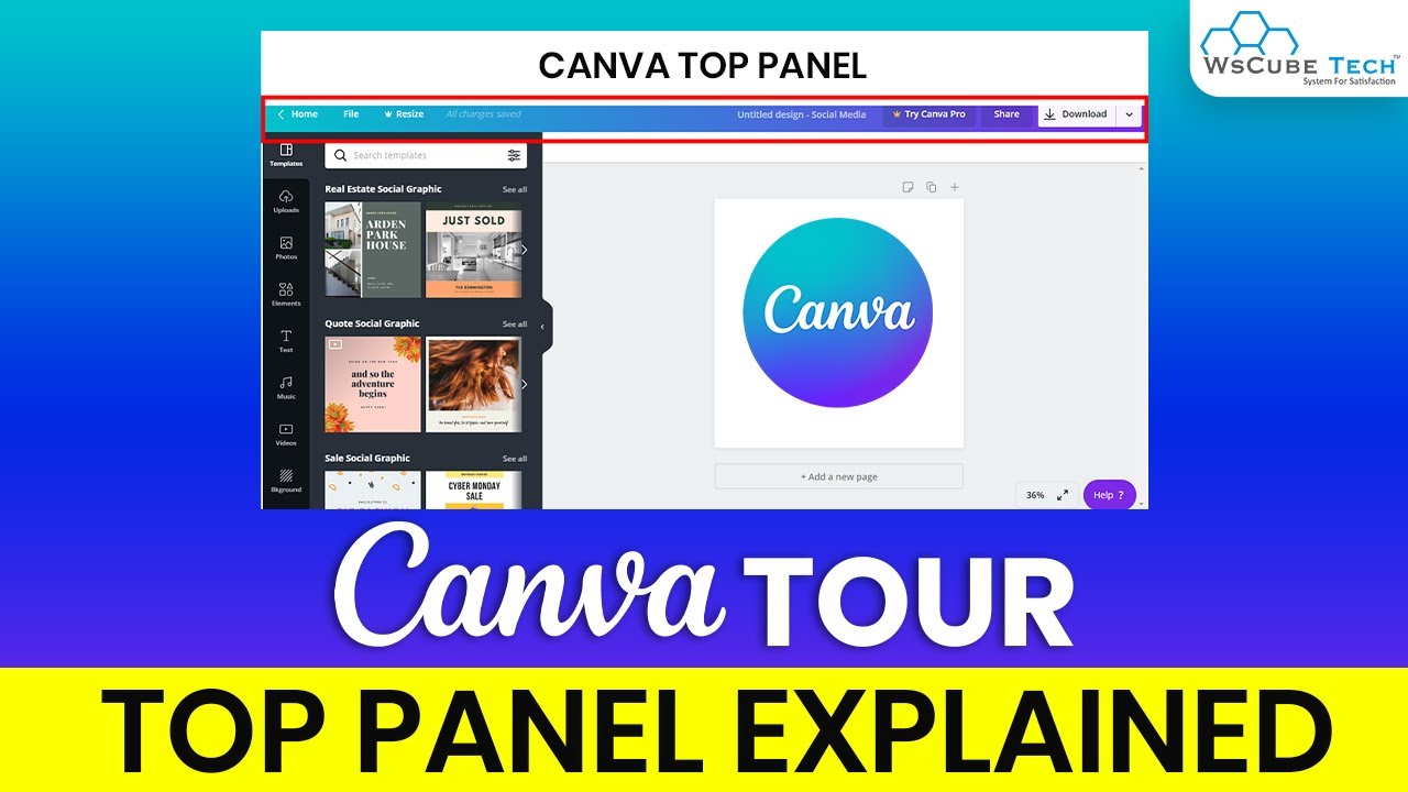 ⁣CANVA Editor Tour - Top Panel Explained | Canva Designing Guide