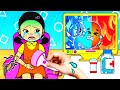 OMG! Don't Make Your Stomach Hurt - Hot Squid Game Doll VS Cold Elsa | DIY Paper Dolls & Cartoon