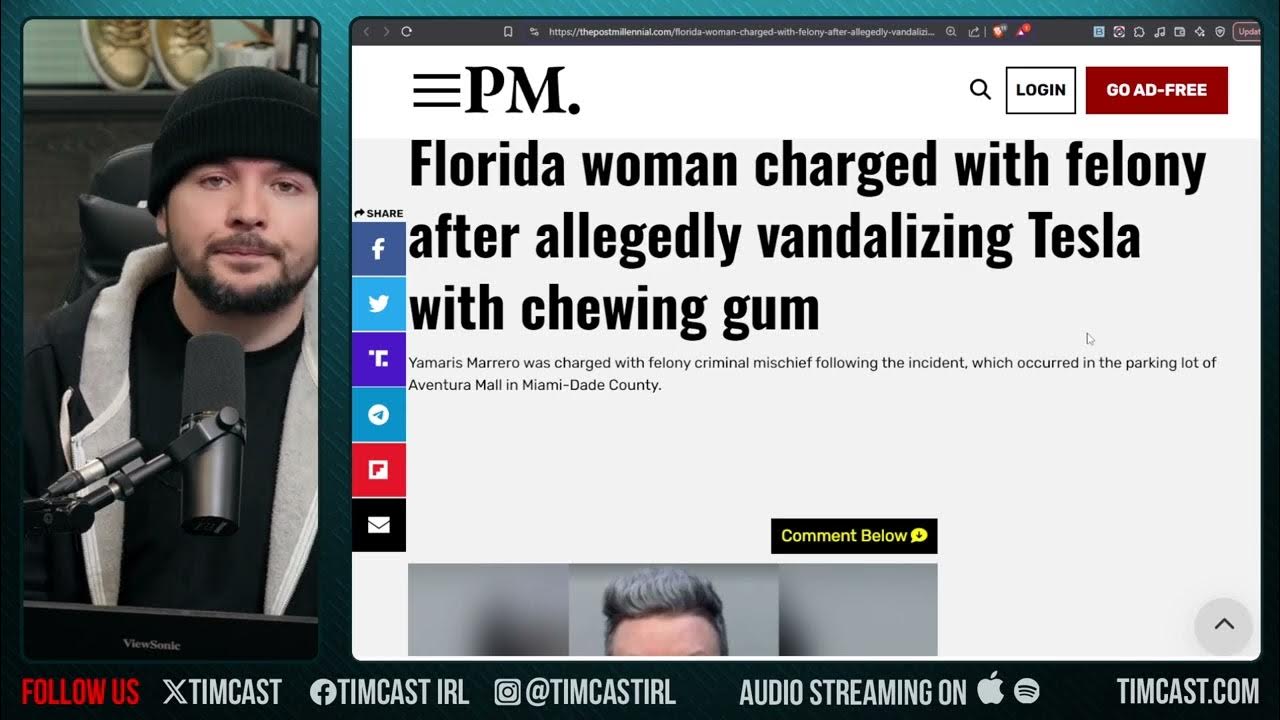 FELONY CHARGE For Woman Who Used GUM To Damages Tesla Mechanism, Liberals Cry OVERCHARGED - YouTube
